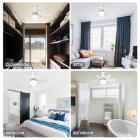 E26/E27 petits ventilateurs de plafond de 20.5 "avec lumières, 3 couleurs à intensité variable et 3 vitesses, ventilateur ampoule à visser dans le ventilateur de plafond blanc