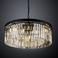 Lámparas colgantes de cobre modernas para sala de estar, iluminación de techo decorativa para Hotel, candelabro de cristal, bajo precio