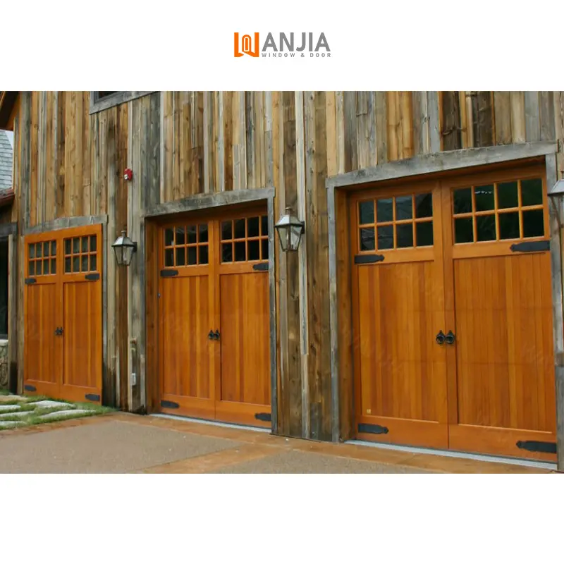 Puerta de garaje enrollable personalizada directa de fábrica 10x10 puerta de garaje de vidrio de madera automática aislada