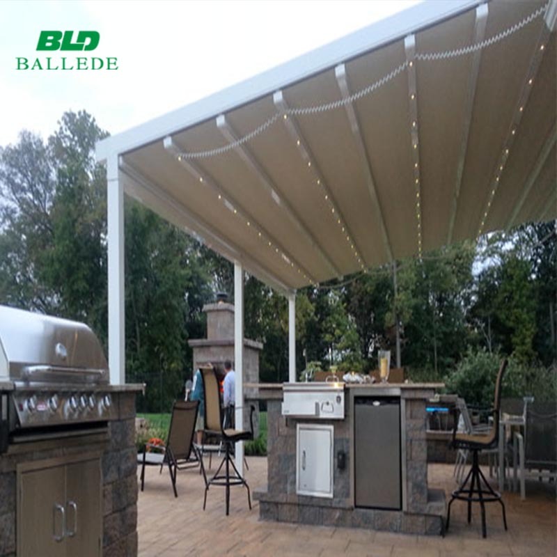 Motorisé ouverture électrique de toit de gazebo pliante patio solaire rétractable auvent