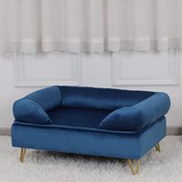 Canapé pour chien, lit pour chat, niche pour animaux de compagnie, en tissu velours écologique, moderne, mignon, de luxe, de grande taille, carré, lavable, emballé en carton