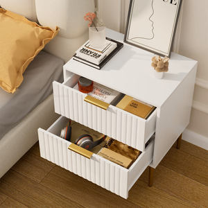 Nightstand With <b>Drawers</b> Wood Top Storage Cabinet Bedroom Furniture - Product Image 2