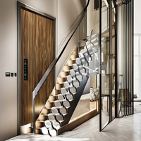 Escalier escamotable pliable multifonctionnel en acier au carbone noir et aluminium, épaissi, invisible, pour intérieur, appartements
