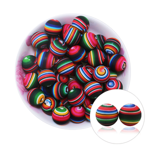 Cuentas de Silicona con Diseño Boho a Rayas, Novedad 2024, 15MM, Redondas, Coloridas, para Hacer Joyería y Manualidades - Product Image 2