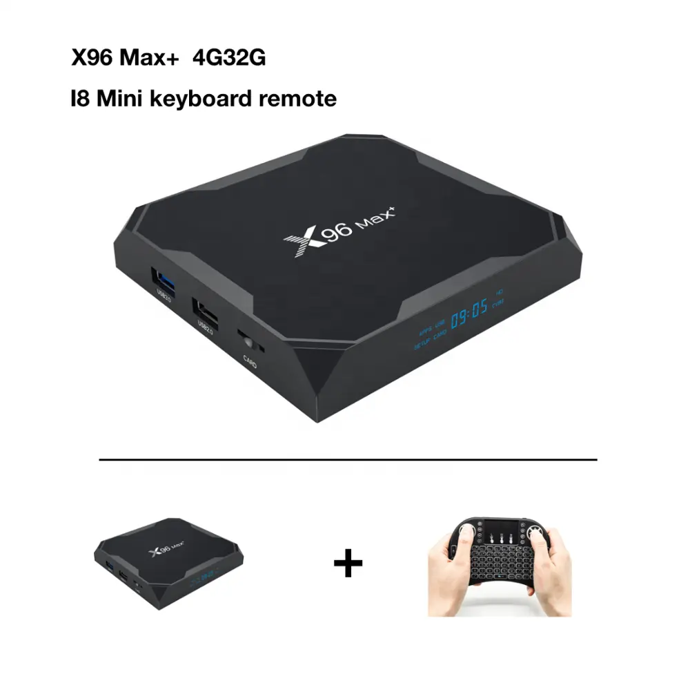 X96 MAX+ Smart tv box With 1000M LAN PORT Support IPTV box With I8 Mini Keyboard for Amazon sell tv box android
