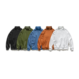 Logo Personalizzato di alta Qualità Loose Fit Unisex In <span class=keywords><strong>Cotone</strong></span> <span class=keywords><strong>Biologico</strong></span> Maglia A Manica Lunga Stand Collo <span class=keywords><strong>Felpa</strong></span> - Product Image 6