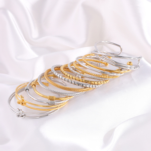 Personalità semplice braccialetto femminile titanio acciaio bracciale apertura non sbiadisce braccialetti in oro 18k per le donne - Product Image 2