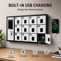 Casillero de Carga para Teléfonos Inteligentes Montado en la Pared con 12 Puertas, Estación de Carga USB Segura para Teléfonos Móviles, Gabinete de Almacenamiento para Escuela, Gimnasio, Oficina