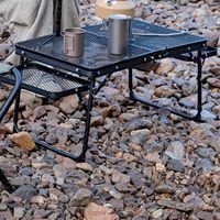 Table de pique-nique pliante moderne en aluminium léger et portable, 2 places, 70x40cm, noire, pour camping en plein air