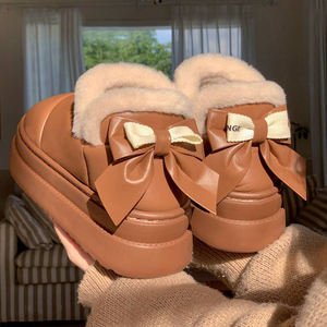 Nouvelles pantoufles en velours et coton pour femme, hiver 2025, bottes de neige à nœud, semelle épaisse en EVA, imperméables - Product Image 5