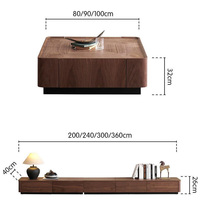 Nouvelle Arrivée 2026 : Table Basse et Meuble TV Minimalistes en Placage de Bois, Design Moderne et Tendance pour Hôtels et Maisons