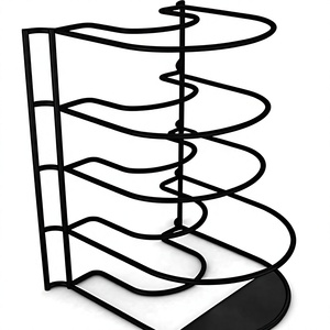 Support de rangement minimaliste en métal sur pied à un niveau pour casseroles et couvercles – Durable - Product Image 2