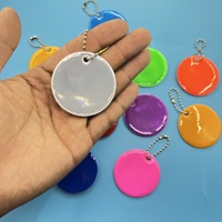 Porte-clés rond réfléchissant en PVC, breloque de sac de sécurité nocturne de 5 cm avec logo personnalisé