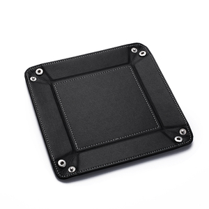 <span class=keywords><strong>Plateau</strong></span> de rangement noir en cuir PU personnalisable à faible MOQ pour café, montres, clés et pièces de monnaie, idéal pour le bureau - Product Image 2