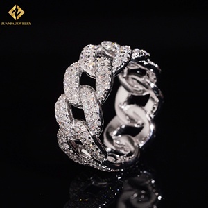 New Design Fashion S925 Sterling Silver Hip Hop Band Ring for Men White Gold Plated VVS1 Moissanite Band Ring - Product Image 2