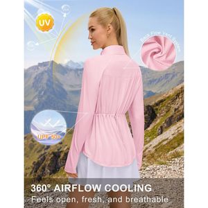 Camiseta de protección solar UPF 50+ para mujer, ligera, de manga larga, con cremallera, corte ajustado, cintura ceñida, chaqueta deportiva - Product Image 3