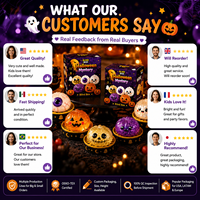 Vente en gros usine : Jouet Squishy anti-stress en TPR souple, thème Halloween, surprise mystère, forme oeil rond et citrouille