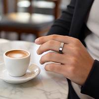 Bague connectée intelligente en acier étanche IP68 avec suivi de santé par application pour la fréquence cardiaque, la tension artérielle, le suivi du sommeil et de la forme physique