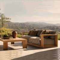 2025 nouveau patio style moderne en bois massif teck meubles Villa salle à manger ensemble fauteuil