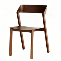 Chaise de salle à manger empilable en bois massif, design nordique, dossier simple et moderne, idéale pour les salons de thé, les cafés et l'usage domestique