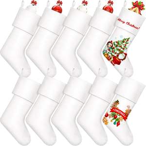 Calcetines Navideños de Yute para Sublimación, Decorativos para Chimenea, Lisos, para Manualidades, Decoración Navideña, Bolsa de Regalo - Product Image 1