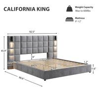 [Stock US] Cadre de lit rembourré avec applique murale et port USB, tête de lit large, expédition rapide depuis l'entrepôt américain, support dropshipping