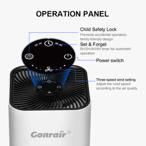 Purificateur d'air LED de bureau avec filtre HEPA et ioniseur d'air 20 millions d'ions pour une pièce de maison jusqu'à 280 pieds carrés avec panneau tactile - Product Image 3