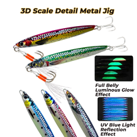 XUHANG JF20 Pro Leurre Jig Métallique Haute Brillance à Motif Écailles Simulées pour Pêche en Mer Double Assist pour Saumon et Maquereau