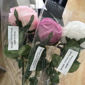 YAYUN A-1124ดอกกุหลาบประดิษฐ์เดวิดออสติน,ดอกกุหลาบทำจากผ้าไหมพร้อมก้าน - Product Image 6