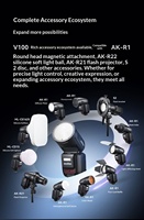 Flash rond Godox V100 C/N/S/O/P en plastique avec batterie, 100W, puissant, portable, télécommande