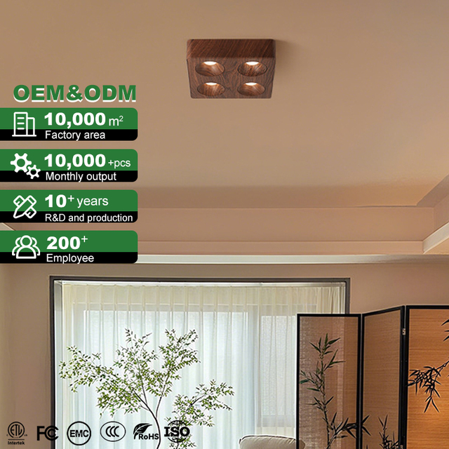 New Product Modern Home Lighting Aluminum Square 48W Surface Mount Four Heads  Led Ceiling Spotlight