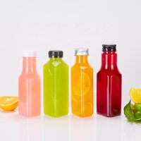YICHENG Bouteille à emporter en plastique jetable PET transparent en plastique 16oz Bouteille de jus avec couvercle en aluminium