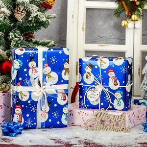 Blue Christmas Wrapping Paper Snowman Design 17 Inch X 33 Feet Reversible Gift <b>Wrap</b> Craft Paper Recyclable - Product Image 2