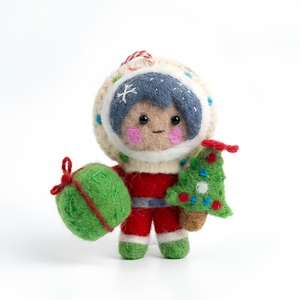 El Mejor Adorno Navideño de Fieltro Hecho a Mano en el Himalaya, 100% Lana Certificada, Muñeco Decorativo para Árbol, Soporte de Montaje, Estilo Tradicional, Comercio Justo - Product Image 1