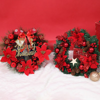Corona Navideña Artificial de Pino de 12-20 Pulgadas, Decorada con Bayas de Acebo, para el Hogar y Fiestas