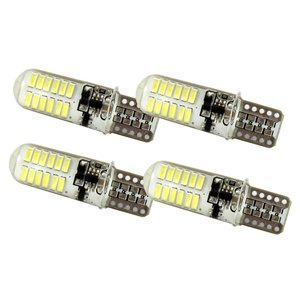 Ampoule LED en silicone T10 3014 24SMD, lumière de stationnement à allumage constant et clignotante, lampe de plaque d'immatriculation, double face en cristal - Product Image 4