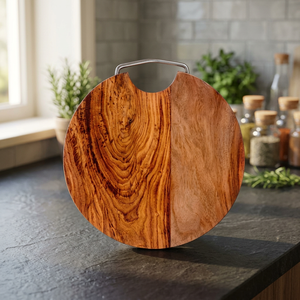 Planche à découper en bois d'acacia de luxe, classique intemporelle, faite à la main, plateau de service durable en bois dur naturel pour la cuisine - Product Image 1