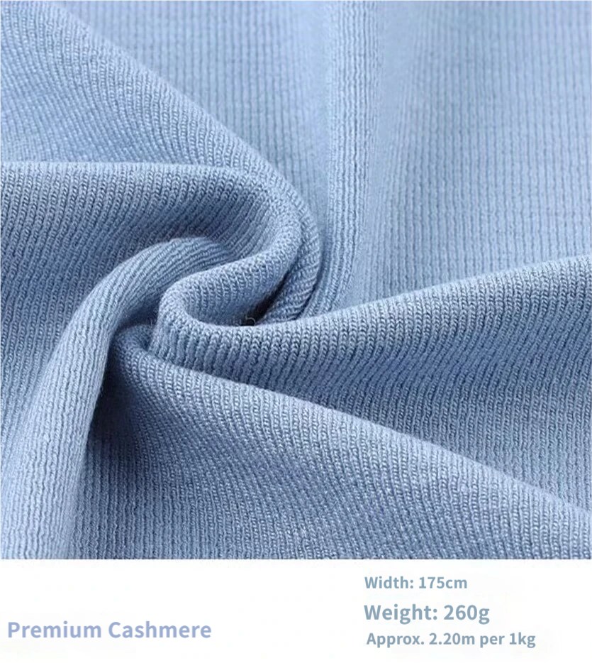 Factory Wholesale Imitation Cashmere Rib Knit Fabric 260GSM 4 Way Stretch Soft Knitted Material For Sweater Tops Dress Garment