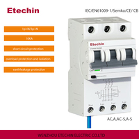 1P + N/3P + N RCBO 10kA Rcd tipo AC,A, disyuntor residual de 1/2 16A-63A Mini disyuntor operado por corriente residual