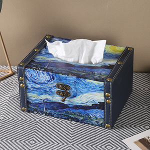 Boîte à mouchoirs en cuir PU 18PU motif tournesol et marguerite, style peinture à l'huile mystique, pour la maison, la voiture, le salon, la salle de bain - Product Image 2