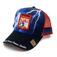 Chapeau de camionneur à haute couronne de conception personnalisée et bon marché Australie Casquette de camionneur à rayures latérales en maille brodée en 3D Casquette de camionneur
