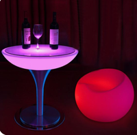 PLUS DESIGN éclairage LED table haute et chaise Creative bar Club extérieur hôtel led coloré cocktail table bar chaise combinaison