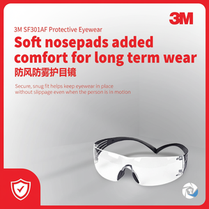 Gafas protectoras 3M SecureFit SF301AF, lentes transparentes antivaho, resistencia a los rayos UV, antiarañazos, difusión de presión - Product Image 1