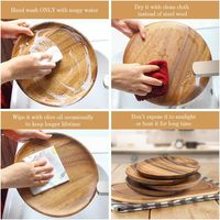 Plateaux de rangement en bois d'acacia pour assiettes à dîner individuelles, finition laquée sculptée et huilée, utilisation classique en cuisine et salon, portable