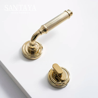 Poignée de porte Santaya en laiton plaqué or PVD, ensemble de serrure de porte intérieure traditionnelle pour chambre à coucher, fonctionnement silencieux et installation facile