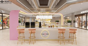 Tùy Chỉnh Màu Hồng Món Tráng Miệng Kiosk Bằng Gỗ Bánh Hiển Thị Đồ Nội Thất Cửa Hàng Bán Lẻ Thiết Kế Nội Thất Tráng Miệng Bánh Kính Hiển Thị Trường Hợp - Product Image 4