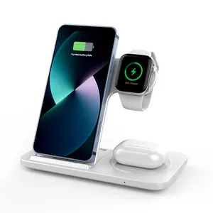 Justlink 3 en 1 chargeur sans fil support Qi chargeur rapide multifonctionnel 15W charge sans fil pour téléphone portable écouteur iwatch