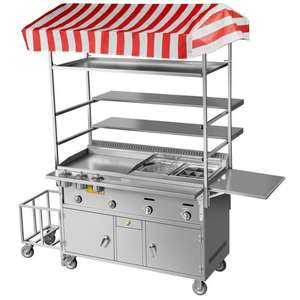 Camion de nourriture de fabricant de crêpes avec la rue de friteuse chariot de casse-croûte multifonctionnel mobile chariot de nourriture poussé à la main remorque de fabricant de crêpe - Product Image 3