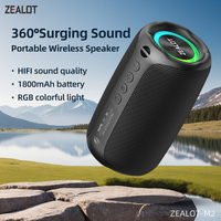 Zealot 10W Mini Enceinte Portable Sans Fil Étanche IPX5.4 pour Extérieur avec Éclairage LED RGB, Lecteur de Carte TF et Boîtier en Plastique