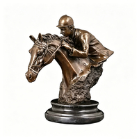 Sculpture équestre personnalisée en bronze, portrait de cheval avec cavalier, statue d'art décoratif pour club sportif et intérieur de luxe